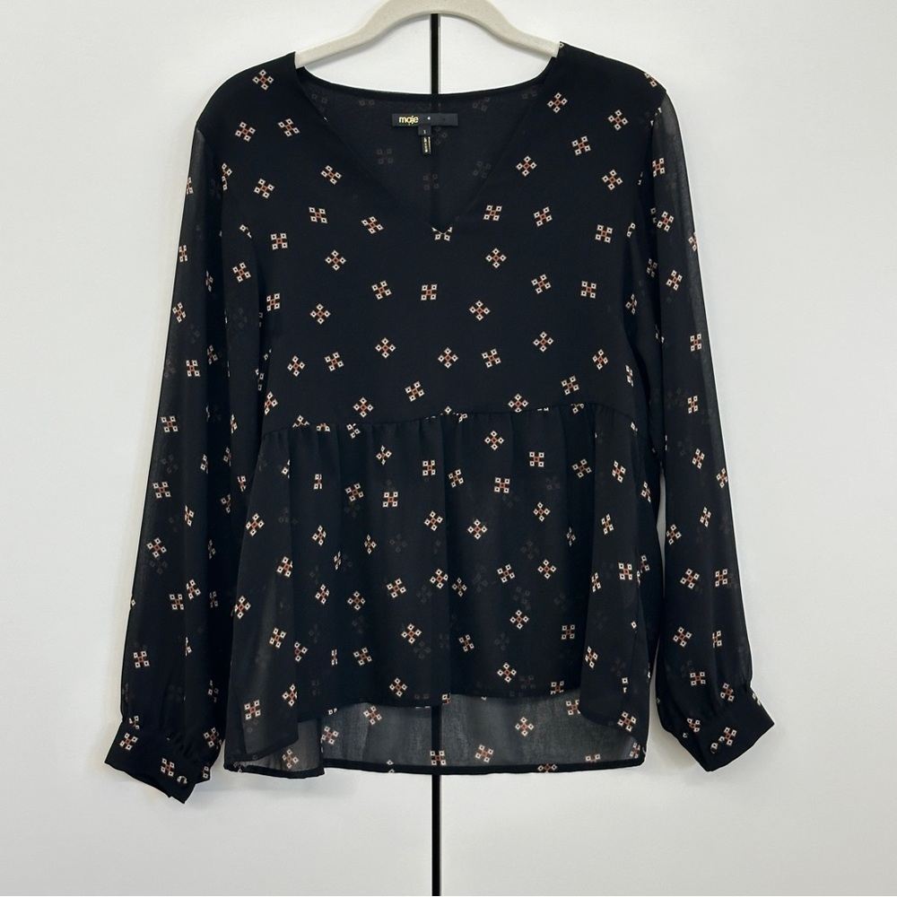 Maje Printed Blouse Top Sz 1